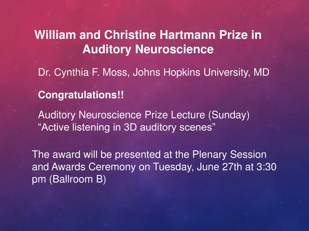 william and christine hartmann prize in auditory