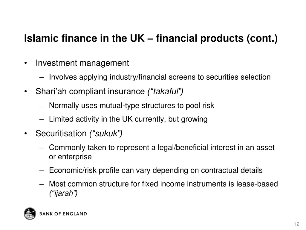 islamic finance in the uk financial products cont