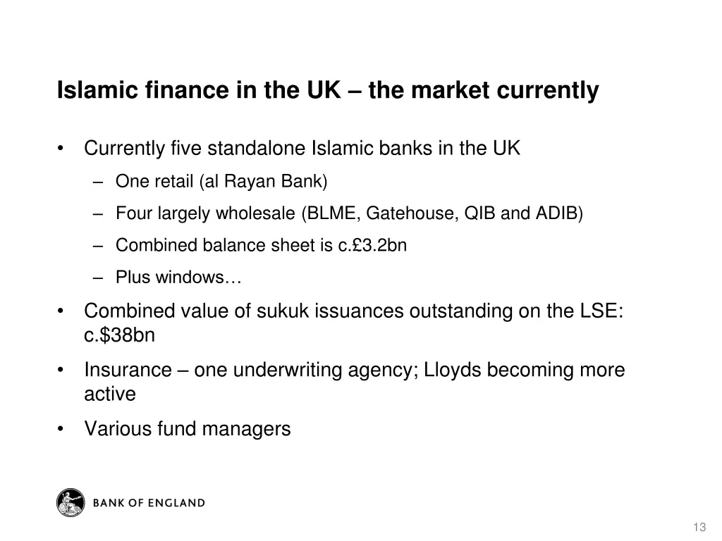 islamic finance in the uk the market currently