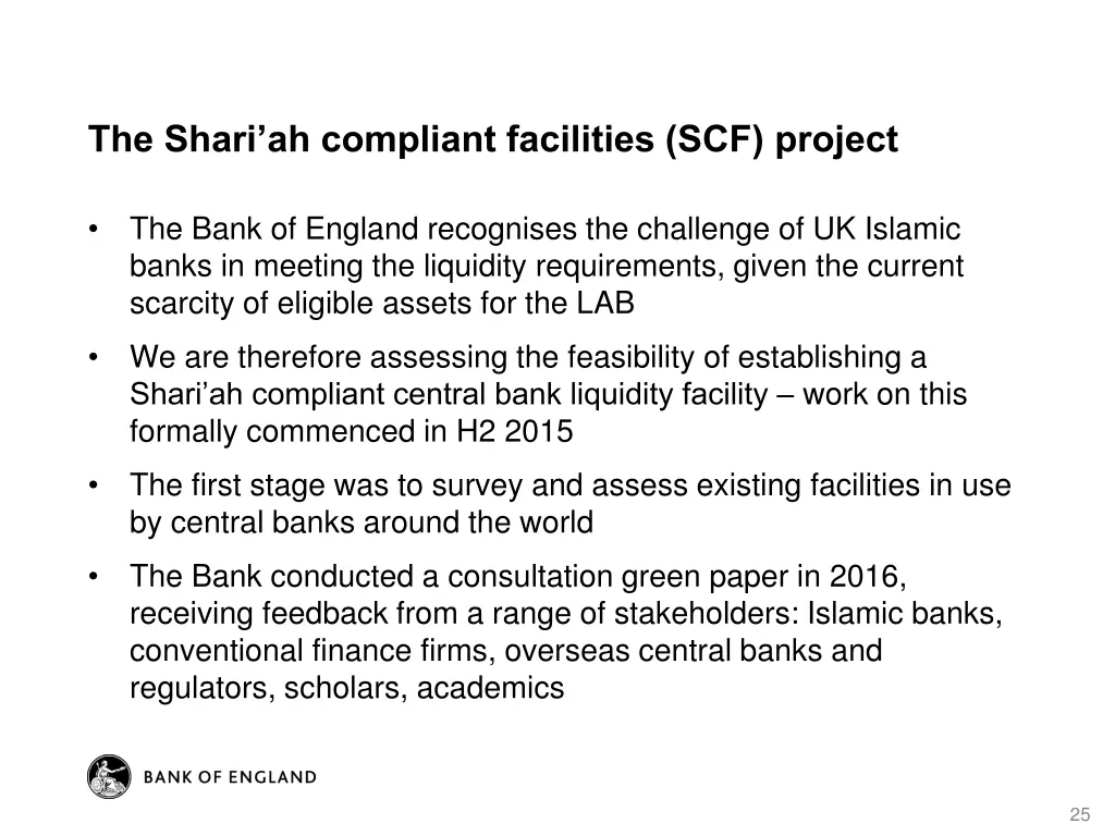 the shari ah compliant facilities scf project