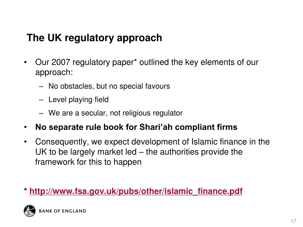 the uk regulatory approach