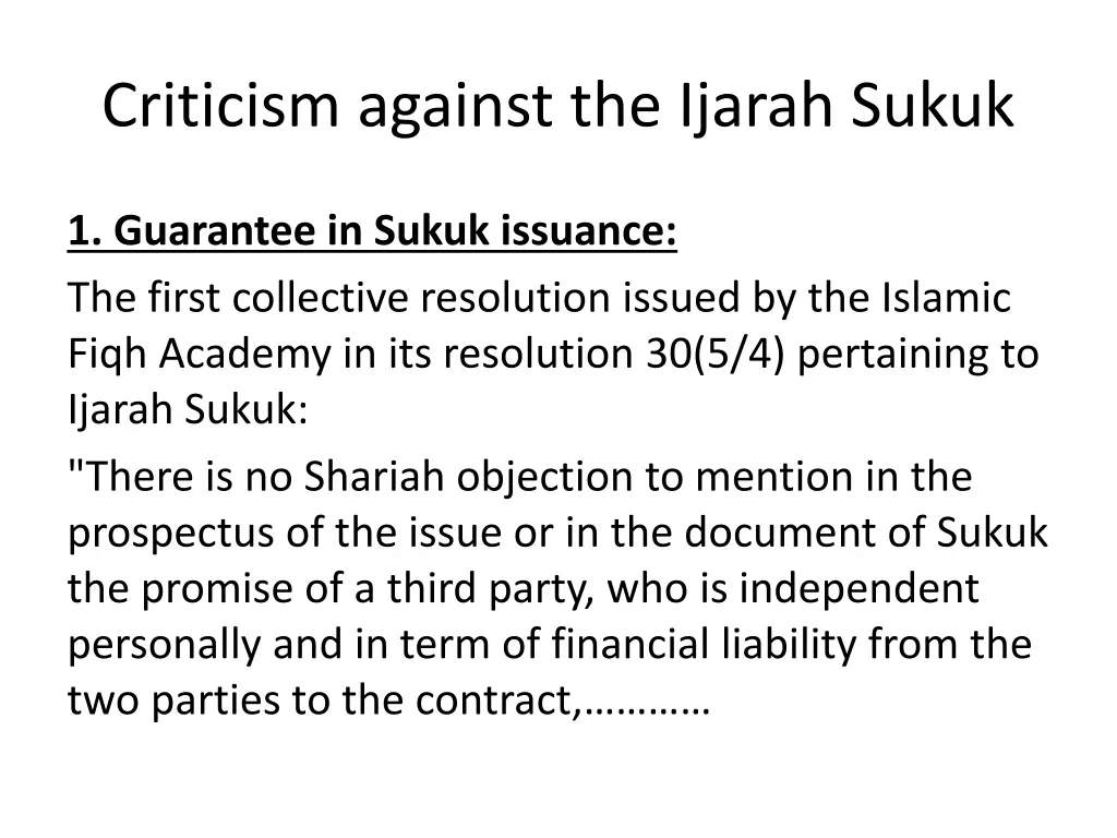 criticism against the ijarah sukuk 1