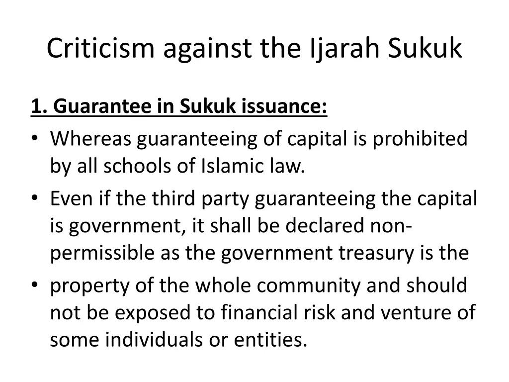 criticism against the ijarah sukuk 2