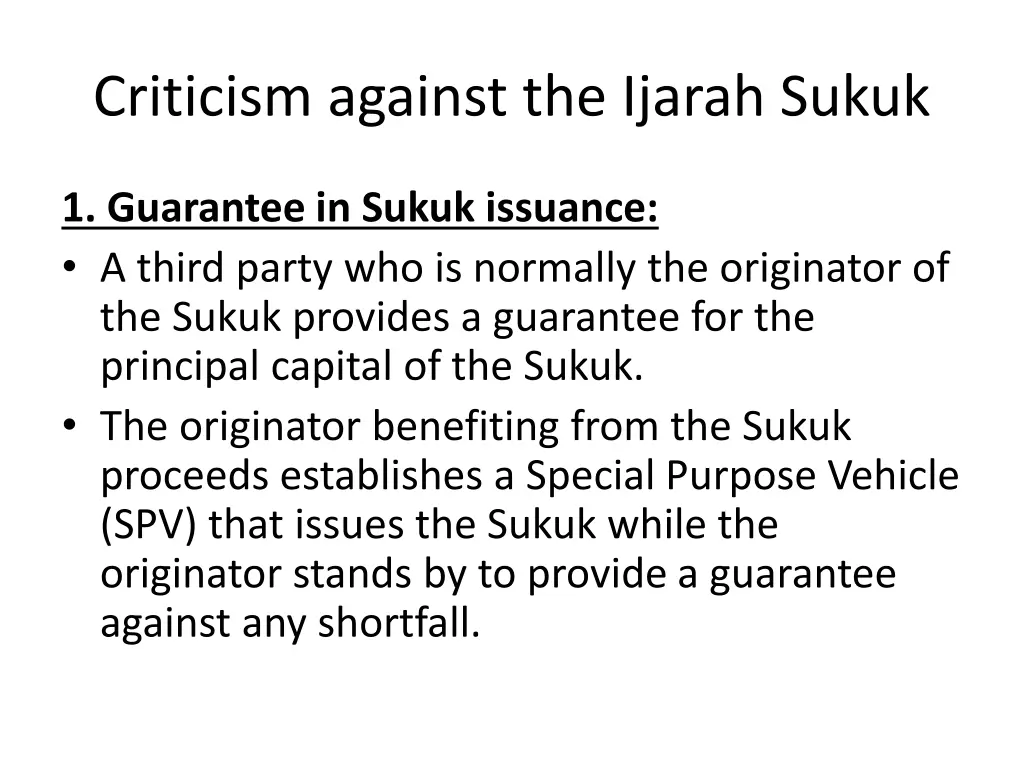criticism against the ijarah sukuk