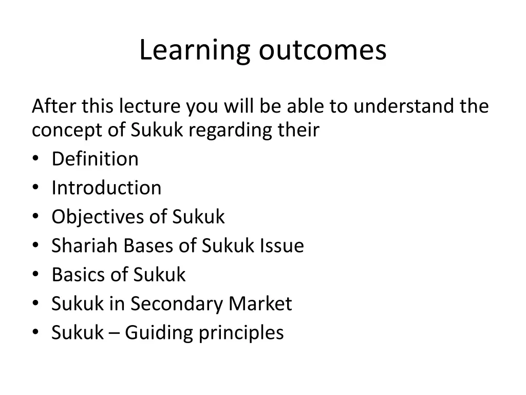 learning outcomes