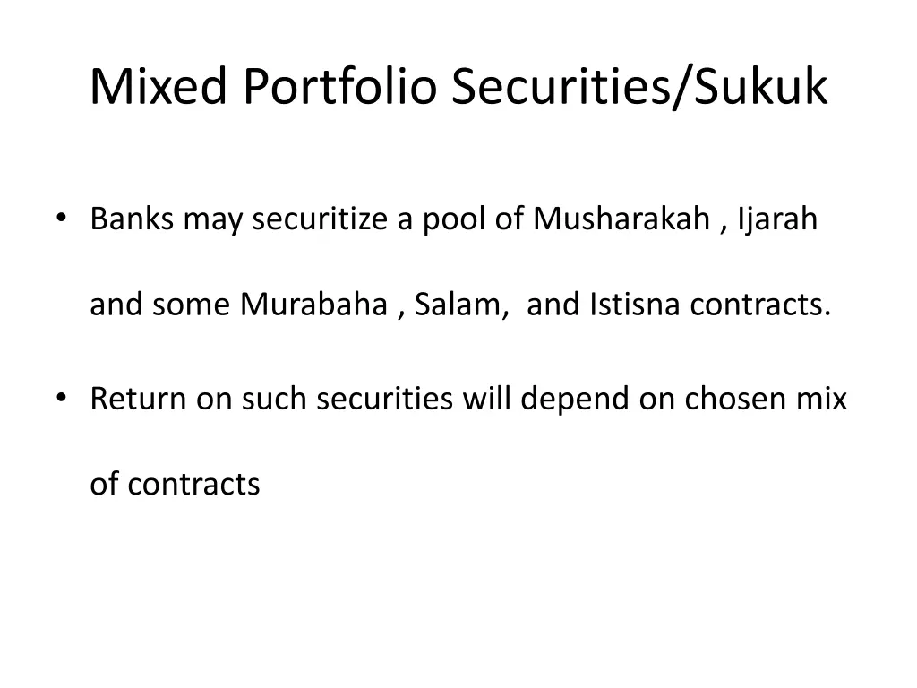 mixed portfolio securities sukuk