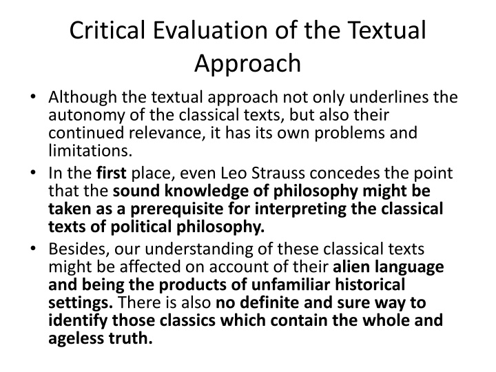 critical evaluation of the textual approach