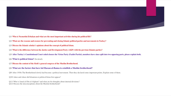 q1 who is necmettin erbakan and what are the most