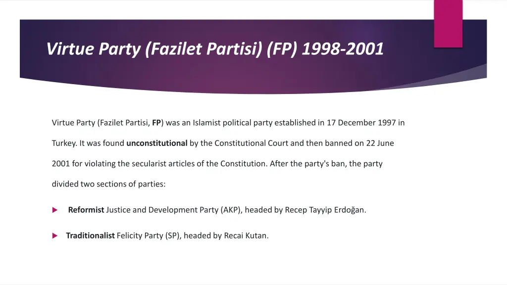 virtue party fazilet partisi fp 1998 2001
