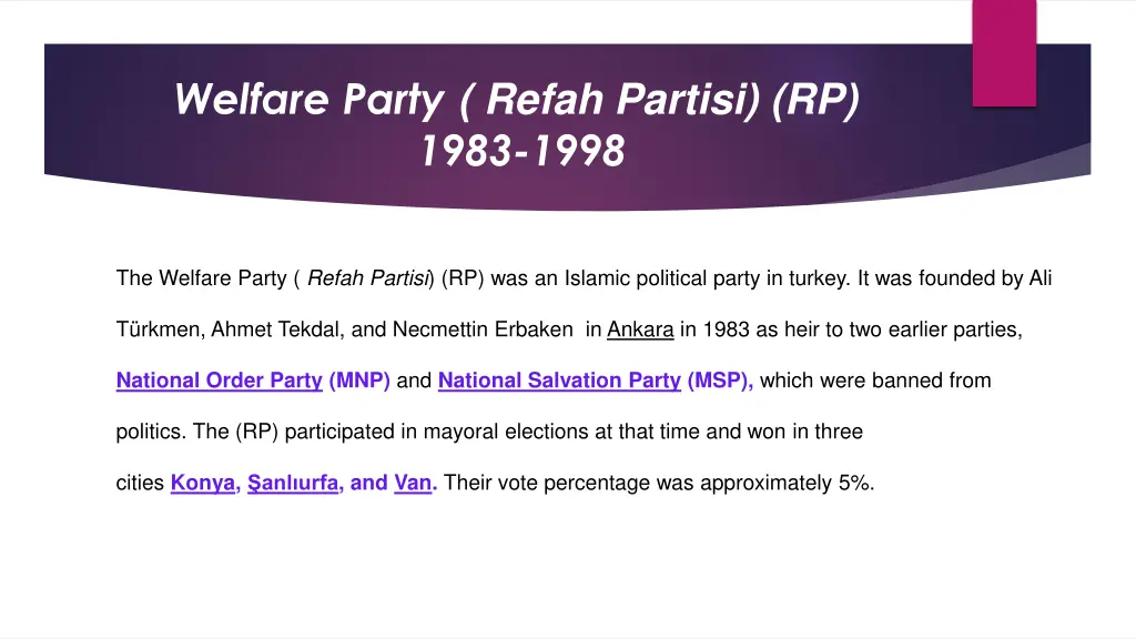 welfare party refah partisi rp 1983 1998