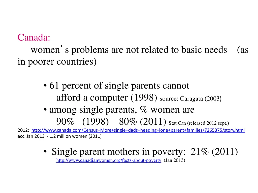 canada women s problems are not related to basic