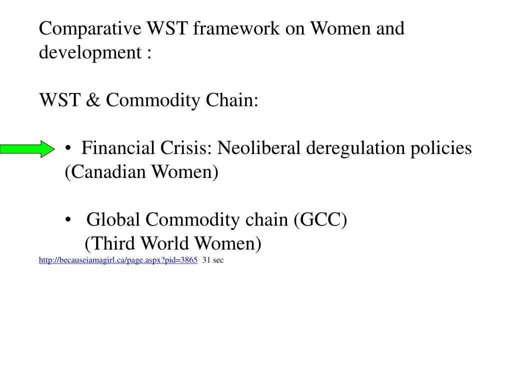 comparative wst framework on women and development
