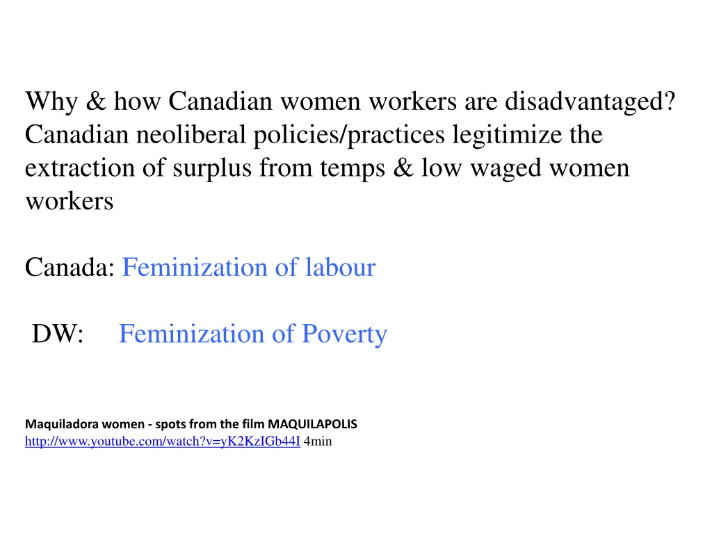 why how canadian women workers are disadvantaged