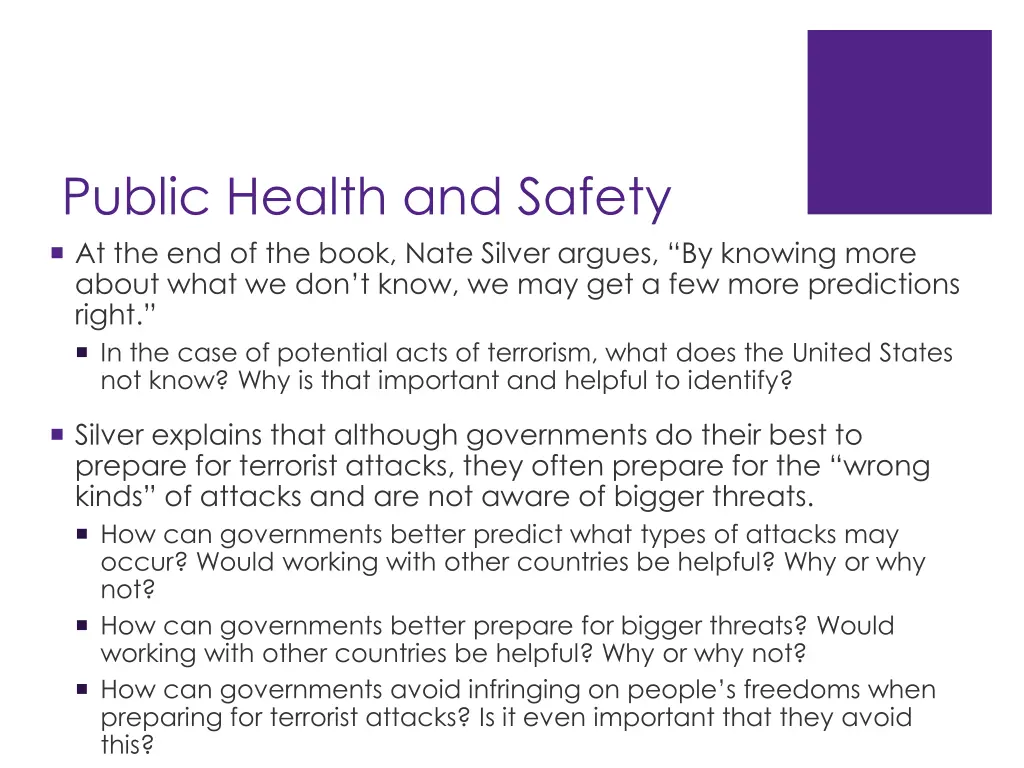 public health and safety at the end of the book