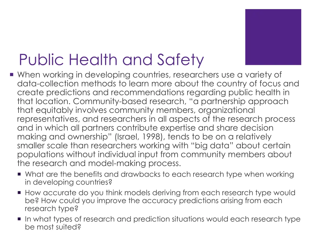public health and safety when working