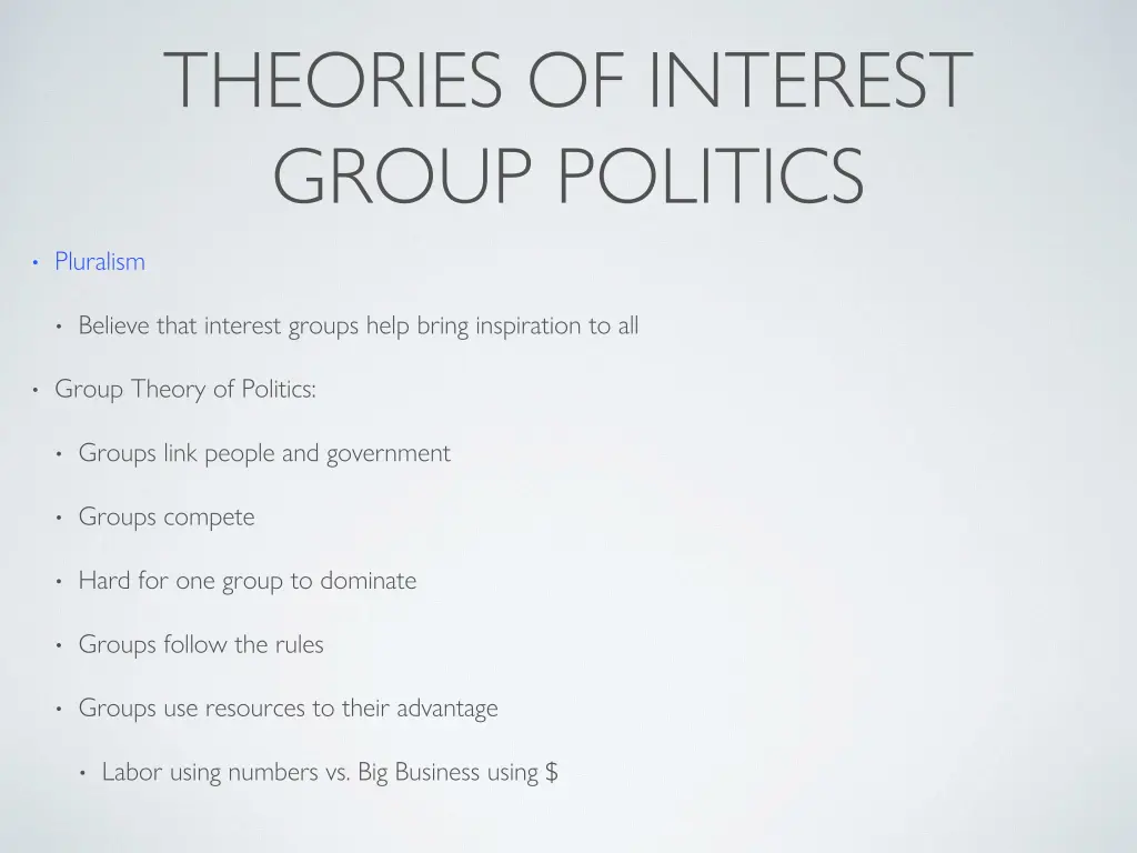 theories of interest group politics