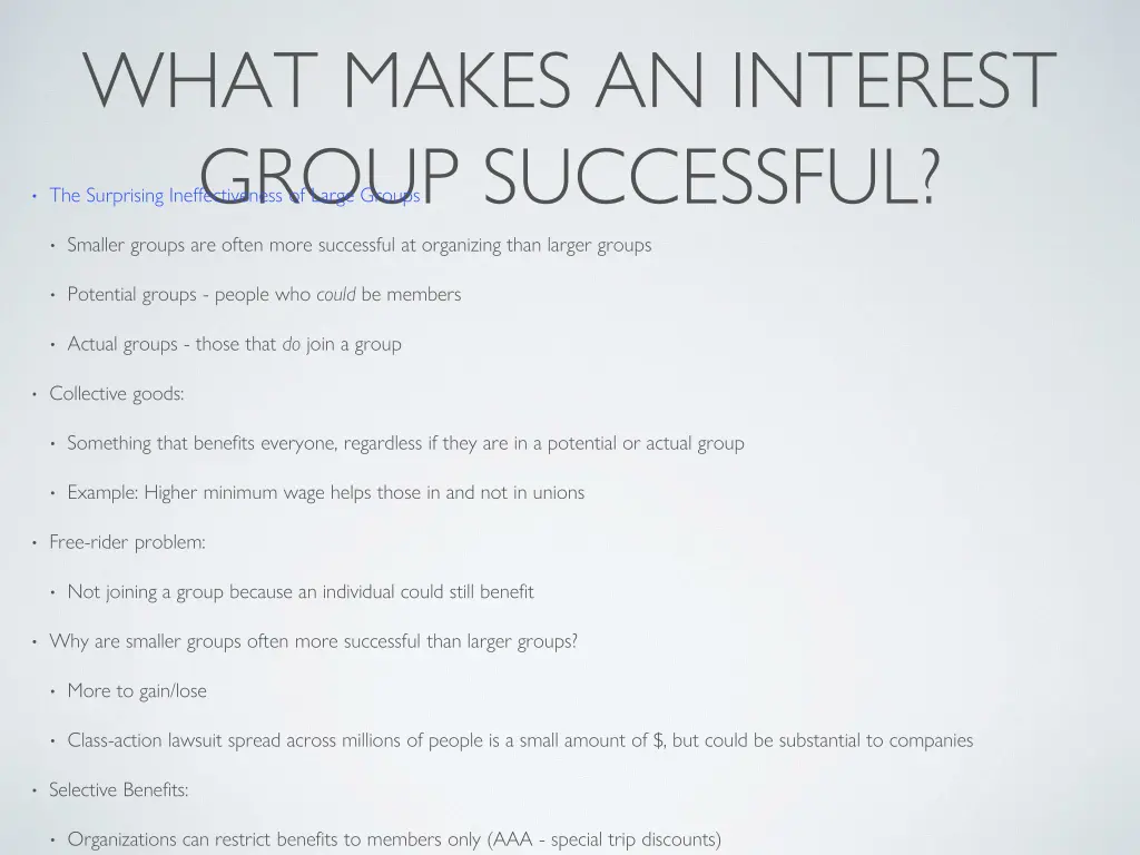 what makes an interest group successful smaller