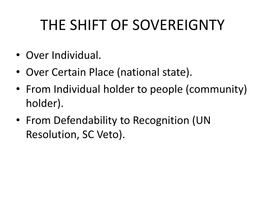 the shift of sovereignty