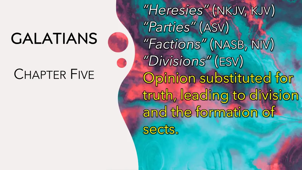 heresies nkjv kjv parties asv factions nasb