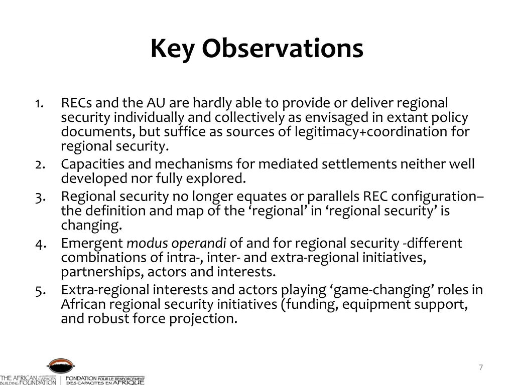 key observations