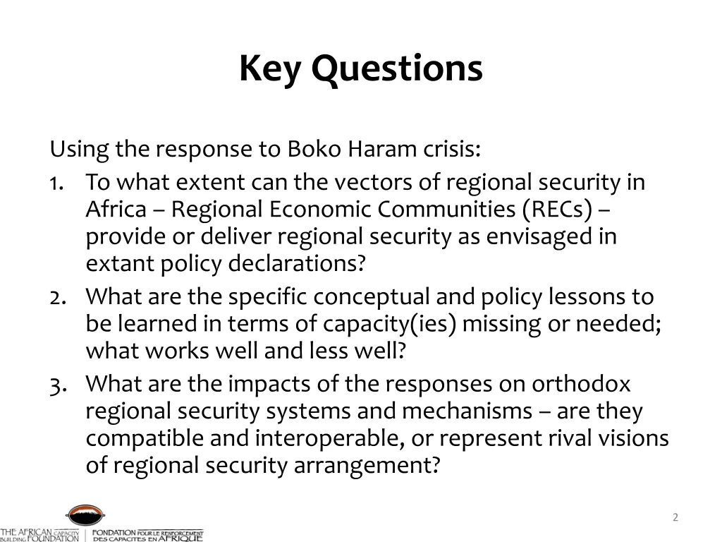 key questions