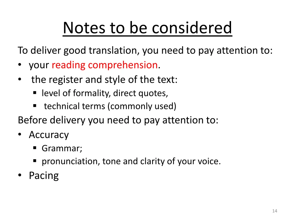 notes to be considered