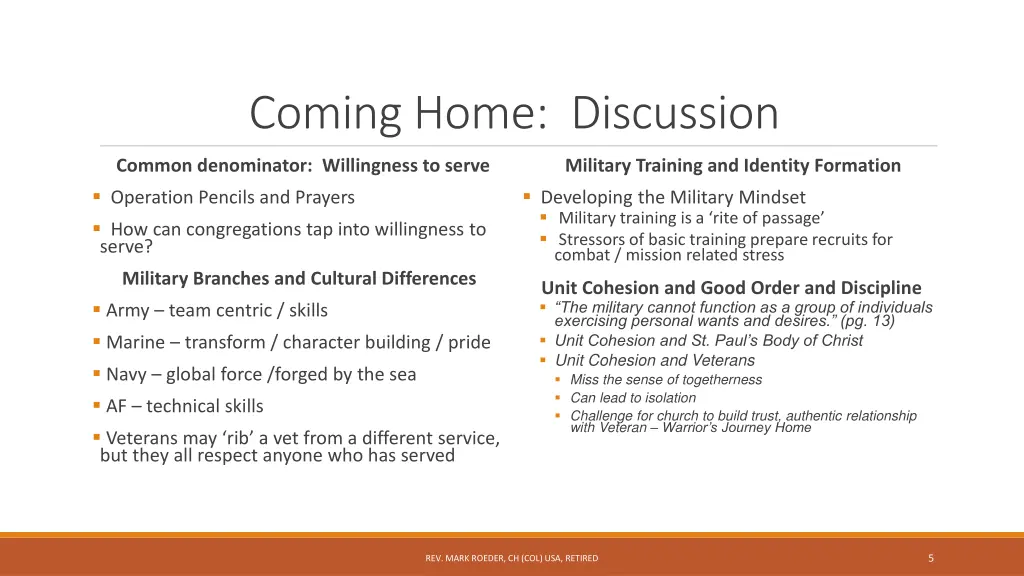 coming home discussion 1