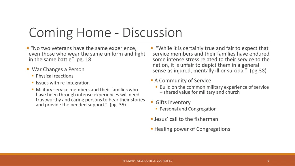 coming home discussion 2