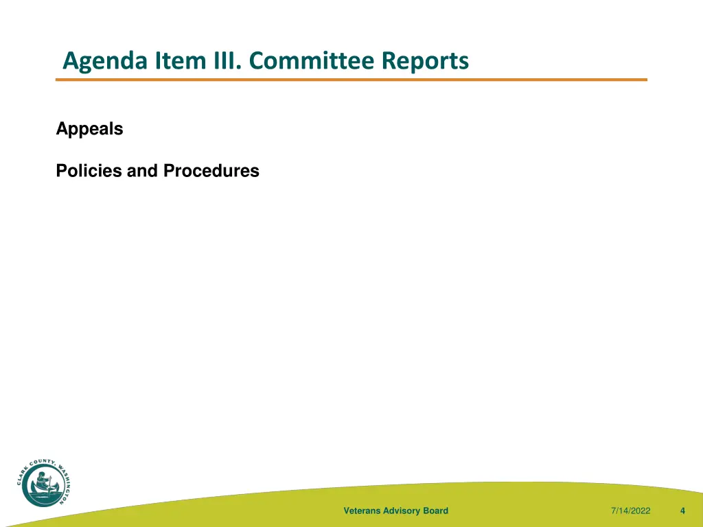 agenda item iii committee reports