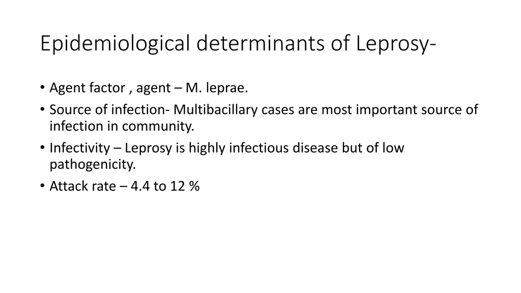 epidemiological determinants of leprosy