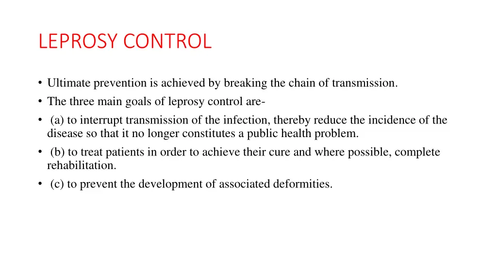 leprosy control