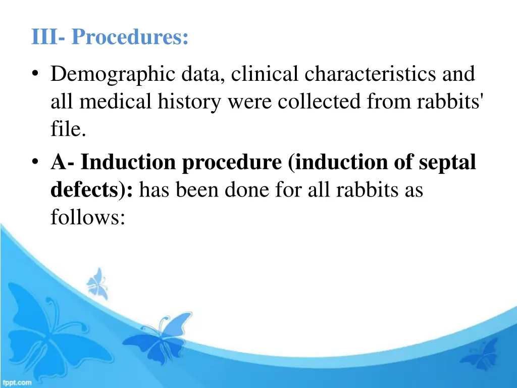 iii procedures demographic data clinical