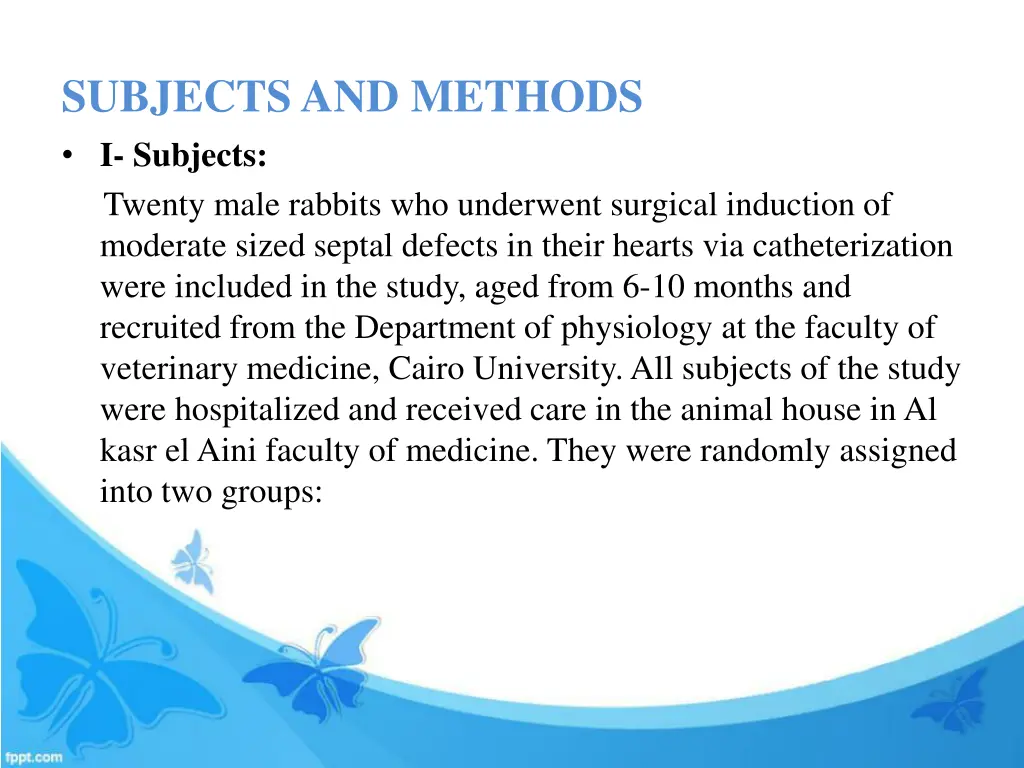 subjects and methods i subjects twenty male