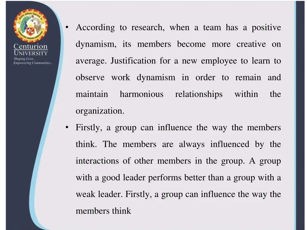 according to research when a team has a positive