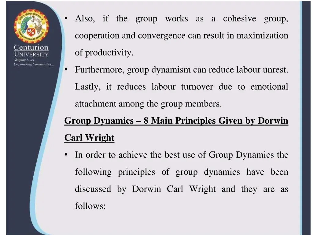 also if the group works as a cohesive group