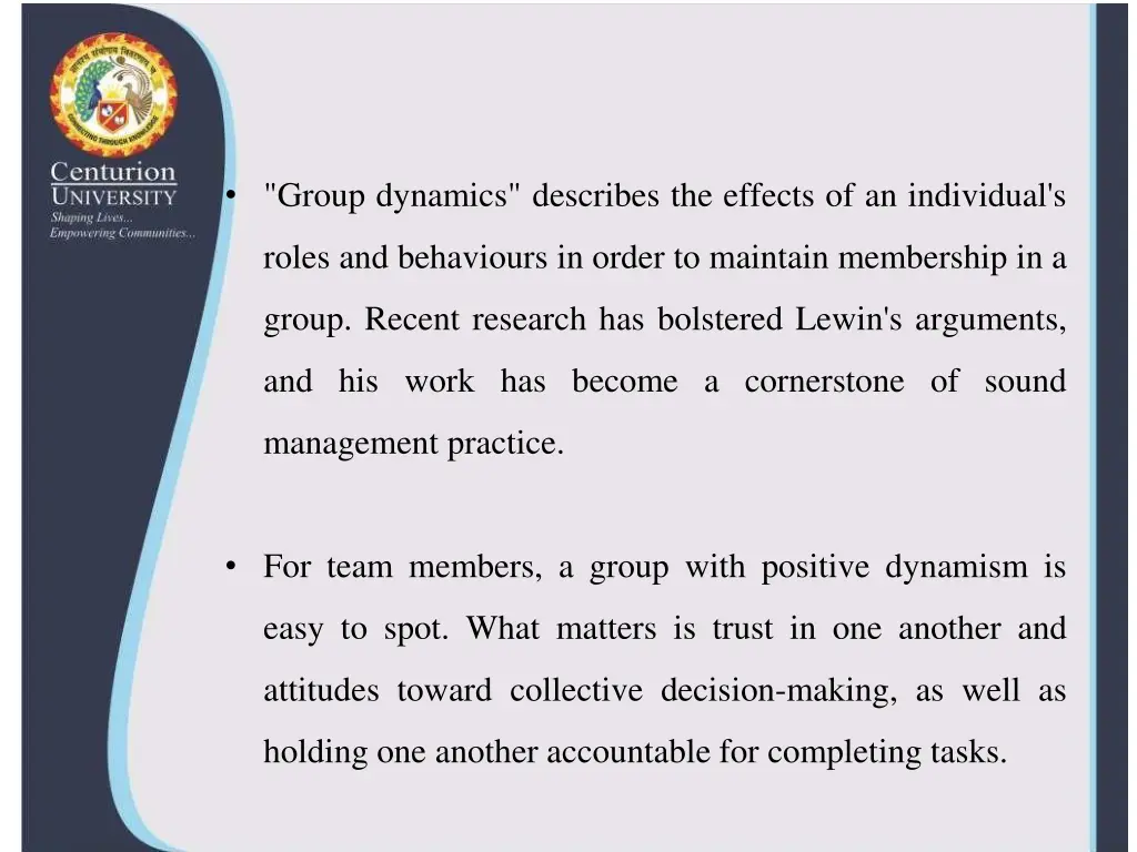 group dynamics describes the effects