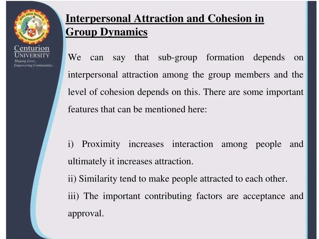 interpersonal attraction and cohesion in group