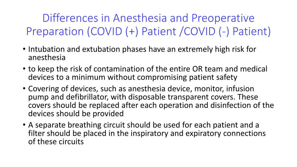 differences in anesthesia and preoperative