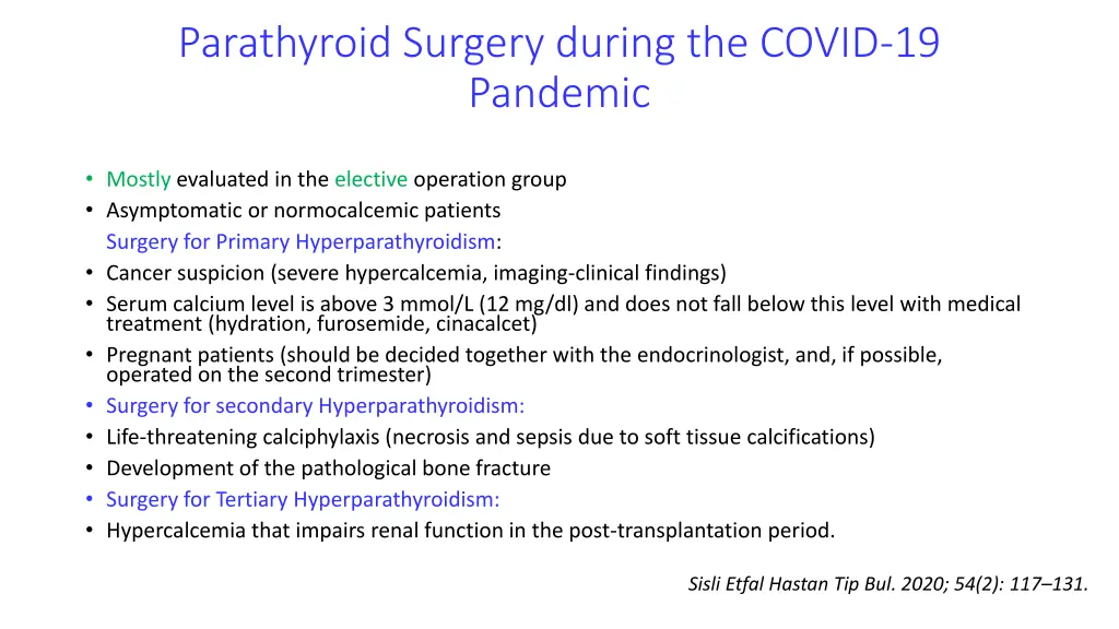 parathyroid surgery during the covid 19 pandemic