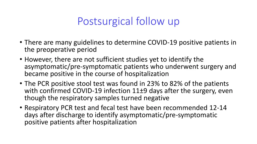 postsurgical follow up