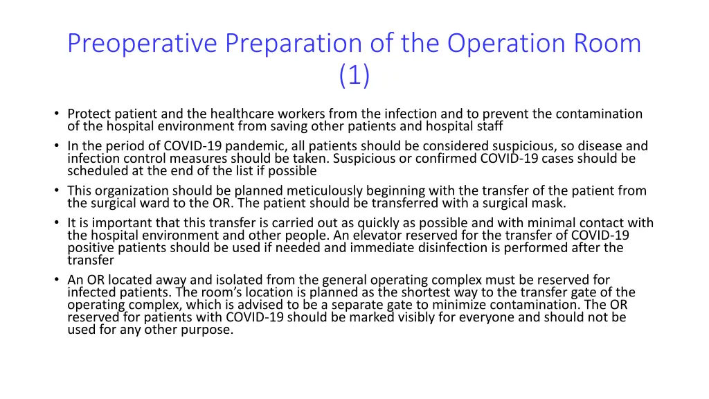 preoperative preparation of the operation room 1