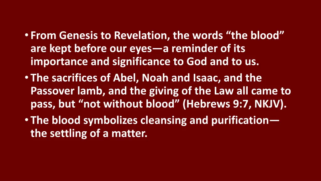 from genesis to revelation the words the blood