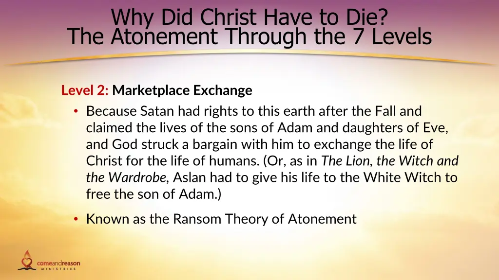 why did christ have to die the atonement through 1