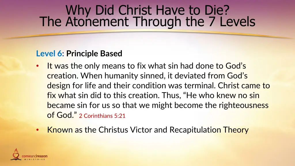 why did christ have to die the atonement through 5