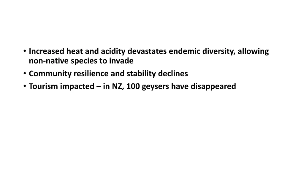 increased heat and acidity devastates endemic
