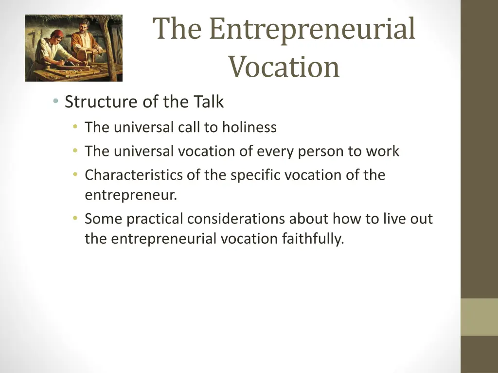 the entrepreneurial vocation structure
