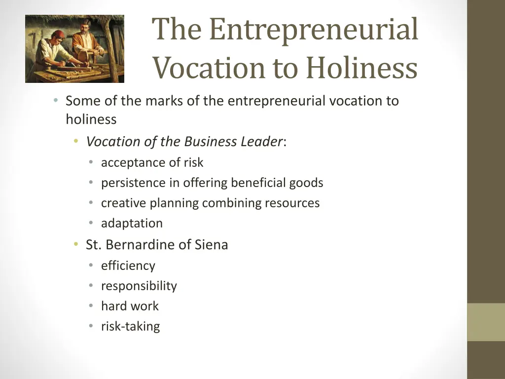 the entrepreneurial vocation to holiness some