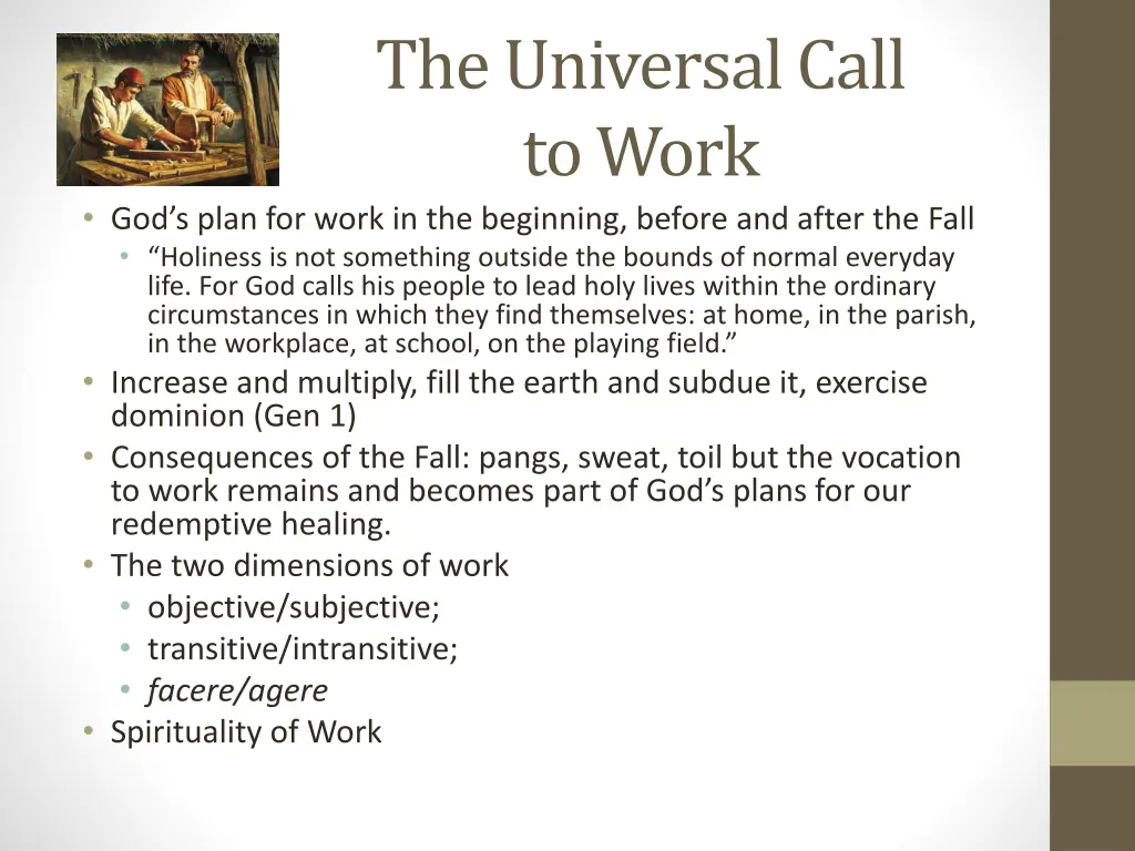 the universal call to work