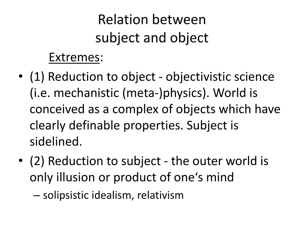 relation between subject and object extremes