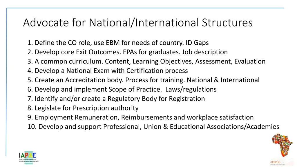 advocate for national international structures